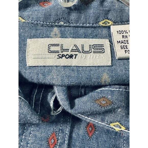 Vintage Chaus Sports Petites Chambray Printed Button Up Top Top Size Small / P - Picture 3 of 4